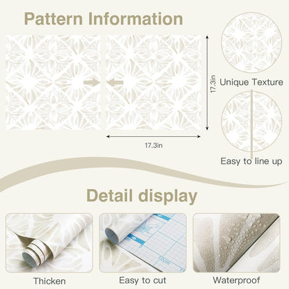 Boho Wallpaper Neutral Peel and Stick Wallpaper 78.7"x17.3" Geometric Wall Paper Beige and White Contact Paper Textured Removable Vinyl Waterproof for Bedroom Farmhouse Kitchen Bathroom