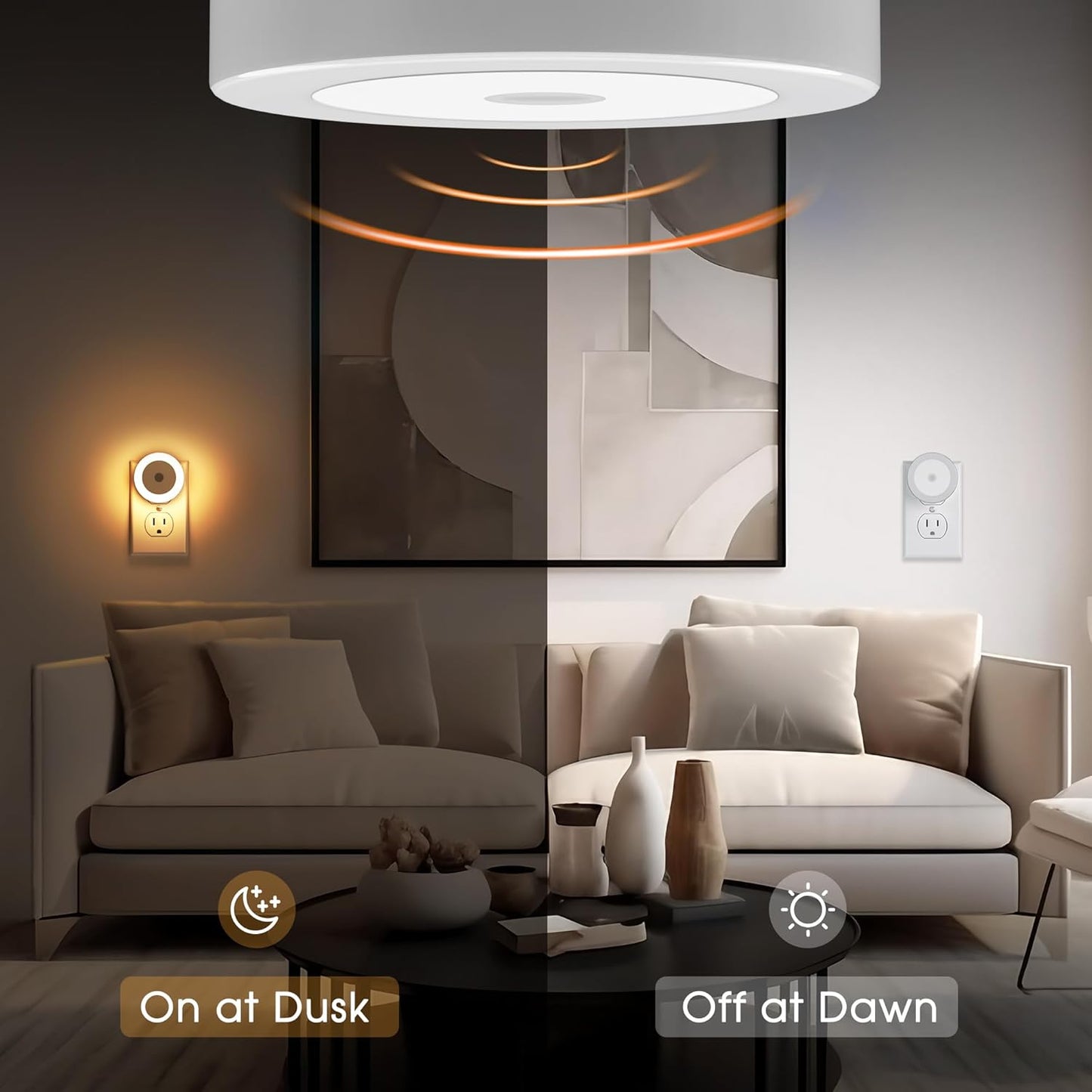 Briignite Motion Sensor Night Light, [2 Pack] Night Lights Plug into Wall, Auto On/Off Motion Activation Nightlight, Energy-Saving 0.6W LED, Daylight White, Ideal for Kids, Bedroom, Bathroom