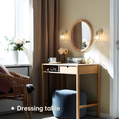Shenmoyl Vintage Battery Operated Wall Sconce with Transparent Tulip Glass Lampshade Rechargeable Battery Powered Wall Light with Remote Control for Bedside Bedroom Doorway, Set of 2