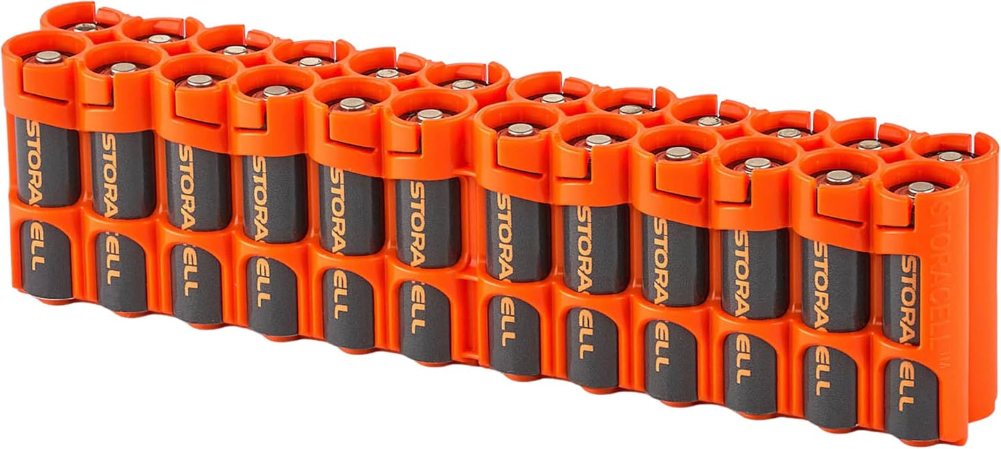 AA Battery Storage Caddy by Storacell, Yellow - Holds 24 Batteries (Not Included)
