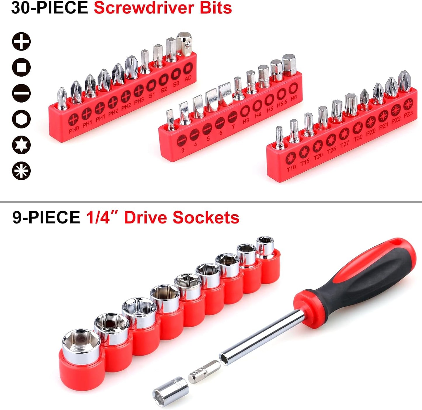 WINNER 175-Piece Multi-Purpose Automotive and Household Tool Kit in Toolbox Storage Case, Perfect for General Home and Auto Repairs, House DIY Project, Garage, Car, Travel Emergency, Father's Day Gift
