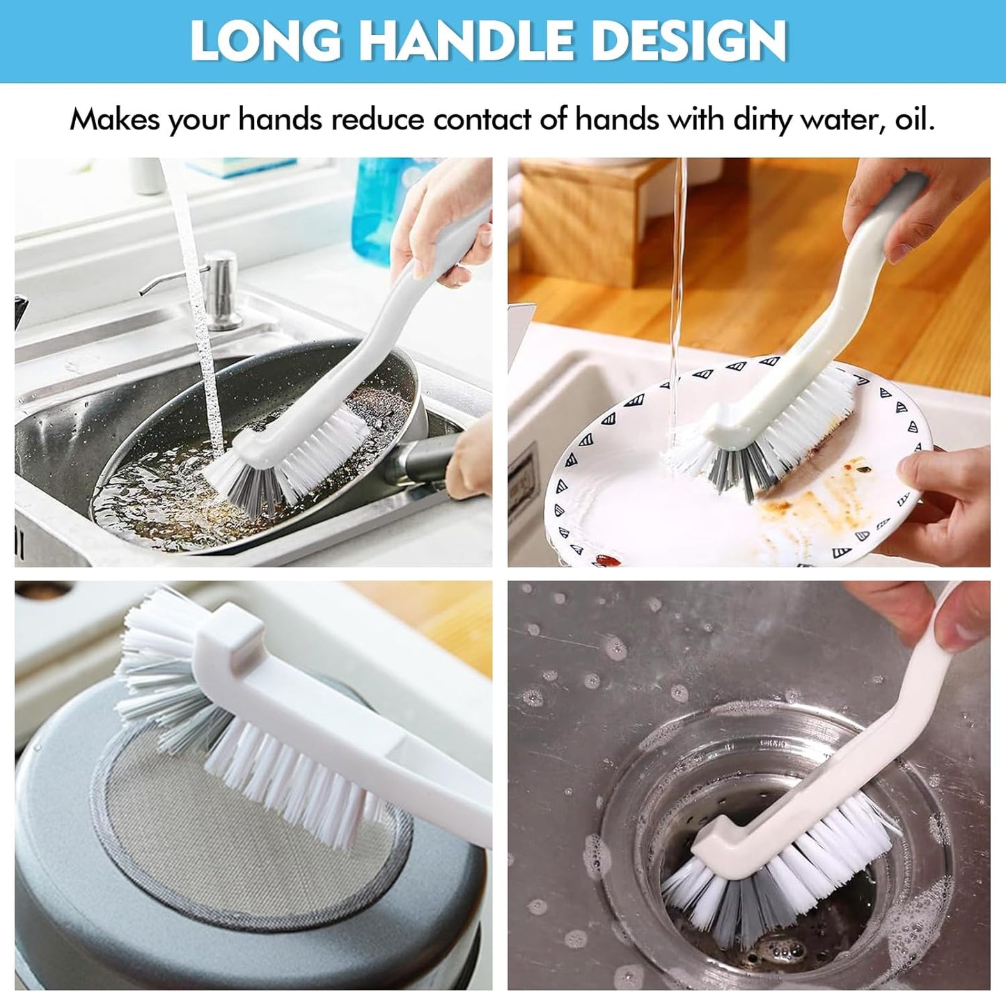 Dish Scrub Brush 8PCS Small Scrub Brush Nylon Gap Cleaning Brush for Household Use on Bathroom, Kitchen, Tile Floors, Sink, Grooves, Window Tracks (8 Brushes + 8 Hooks)