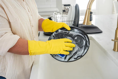 Mr. Clean Bliss Cleaning Gloves Premium Reusable Vinyl Latex-Free Gloves with Non-Slip Grip, Large