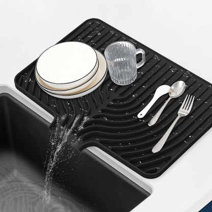 GUUKIN Sponge Holder for Kitchen Sink, Sink Caddy and Soap Tray | 10x4 inch Kitchen Sink Organizer | Compatible with Scrub Daddy, Kitchen Sink Accessories (Grey)