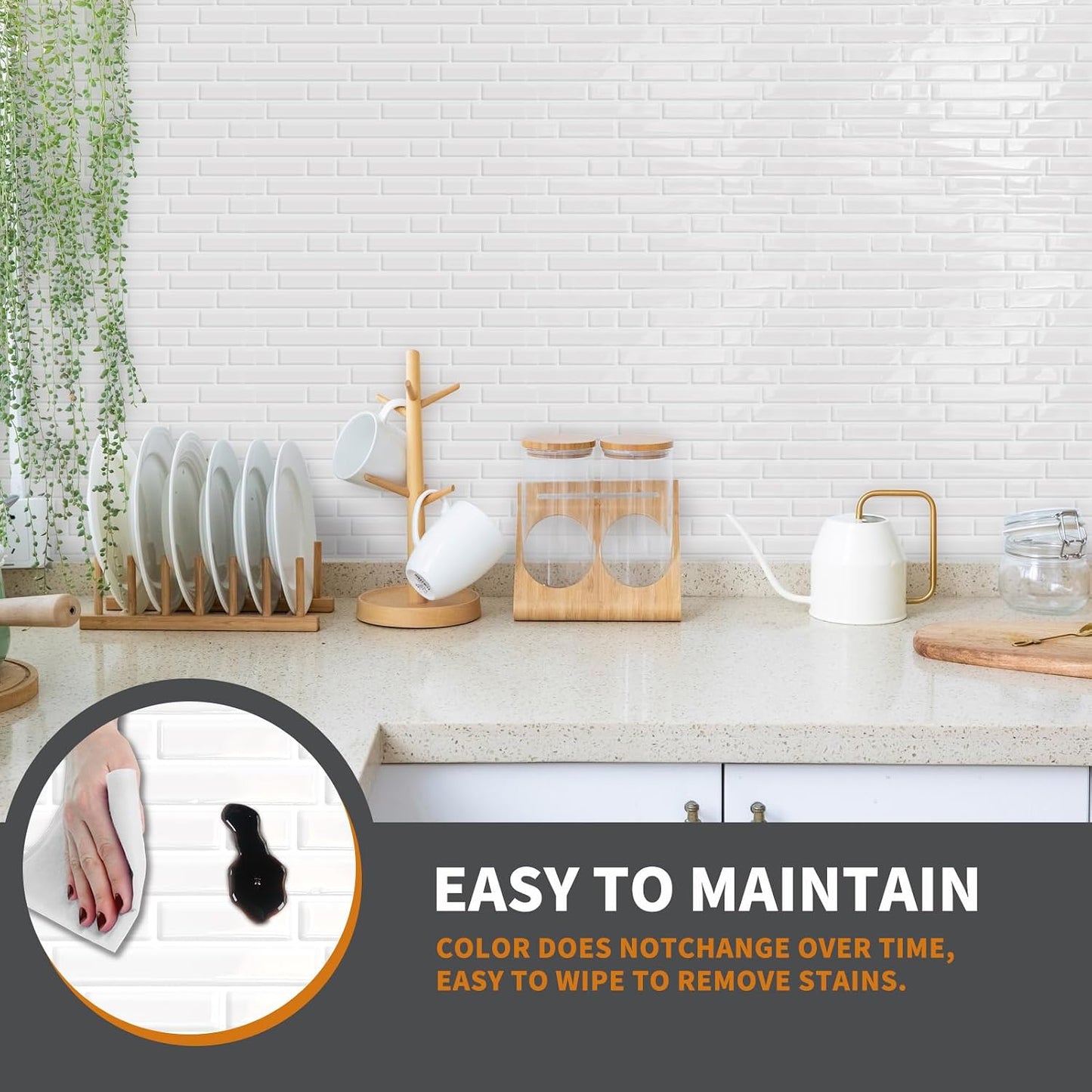 Yipscazo 10 Sheets Peel and Stick Backsplash for Kitchen Wall, 12''x12'' Waterproof Stick on Backsplash Smart Tiles for Bathroom,Removable Backsplash Wall Tiles in Gray White
