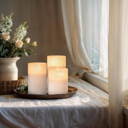ANGELLOONG Flickering Flameless Candles, Realistic Battery Operated Candles with Remote and Timer, Set of 3 LED Candles for Room Fall Home Wedding Decor Centerpieces Table Party Valentines Decorations