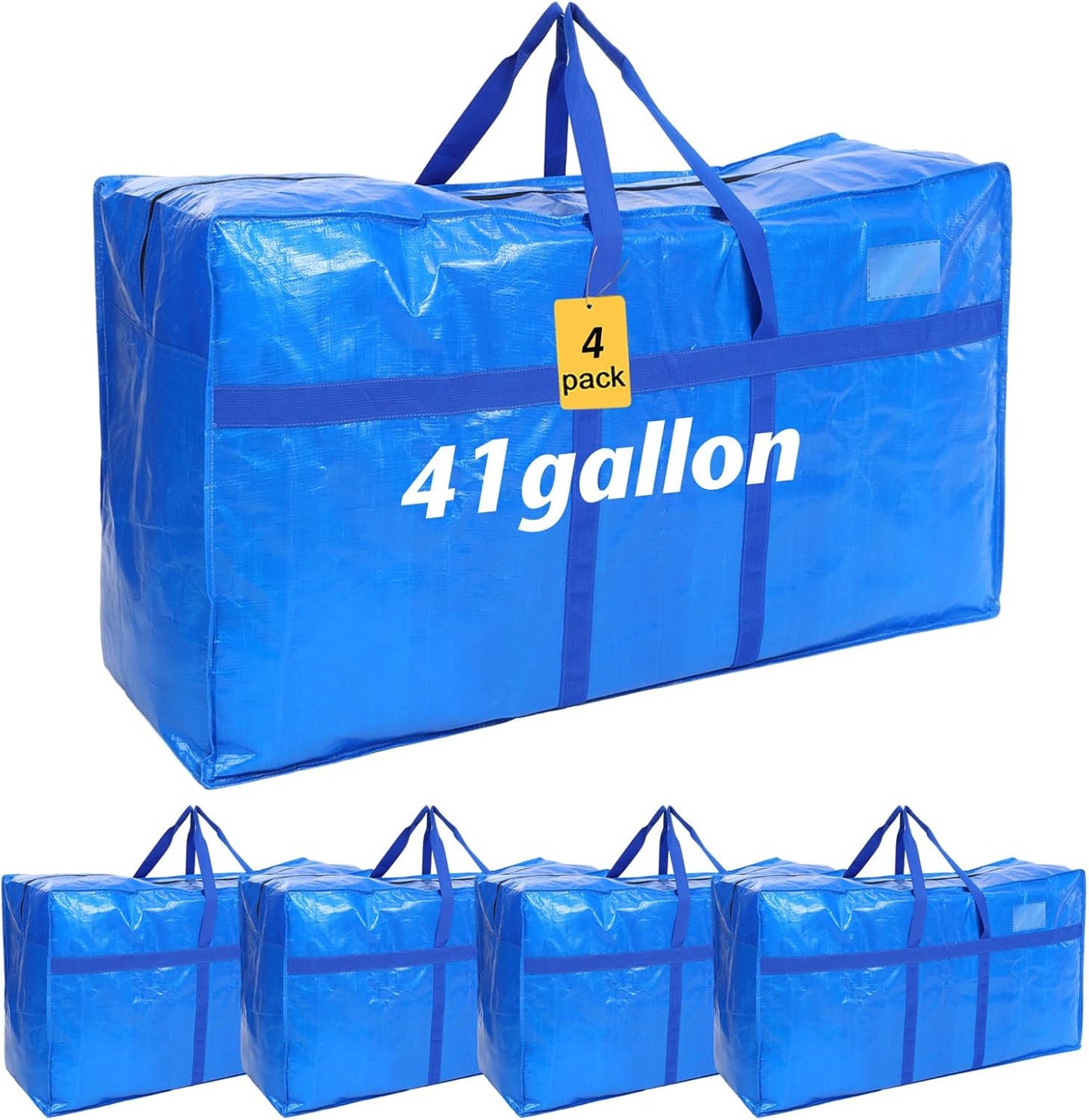 Windyun 4 Pack 57 Gallon Extra Large Moving Bags XXL Heavy Duty Storage Bag with Strong Zipper Handle Jumbo Big Tote Box Foldable for College Dorm Travel Clothes Duffle Blanket Pillow(Red)