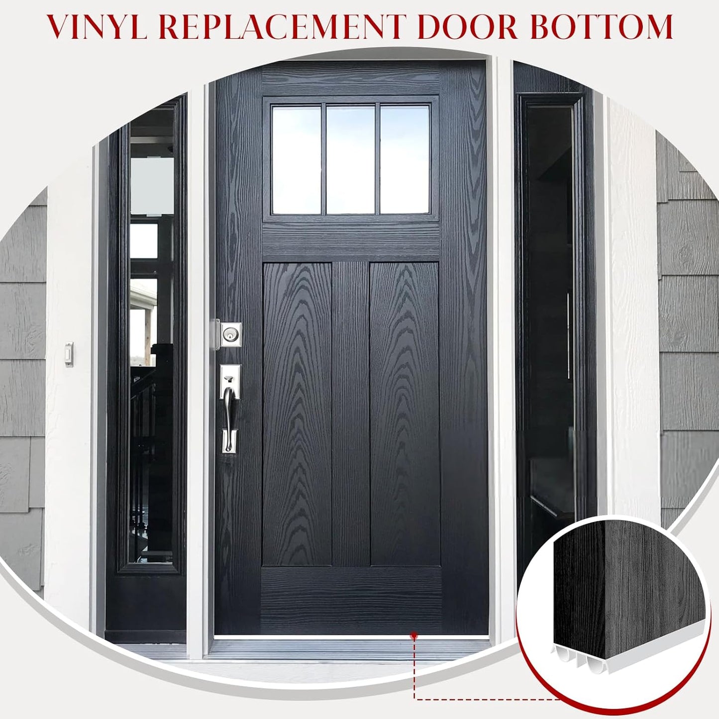 2 Pcs 36" Double Bubble Kerf Door Sweep, 1-3/4" Wide Weatherstrip Seal for Exterior Doors, Draft Stopper for Energy Saving, Windproof & Dustproof Door Bottom Seal