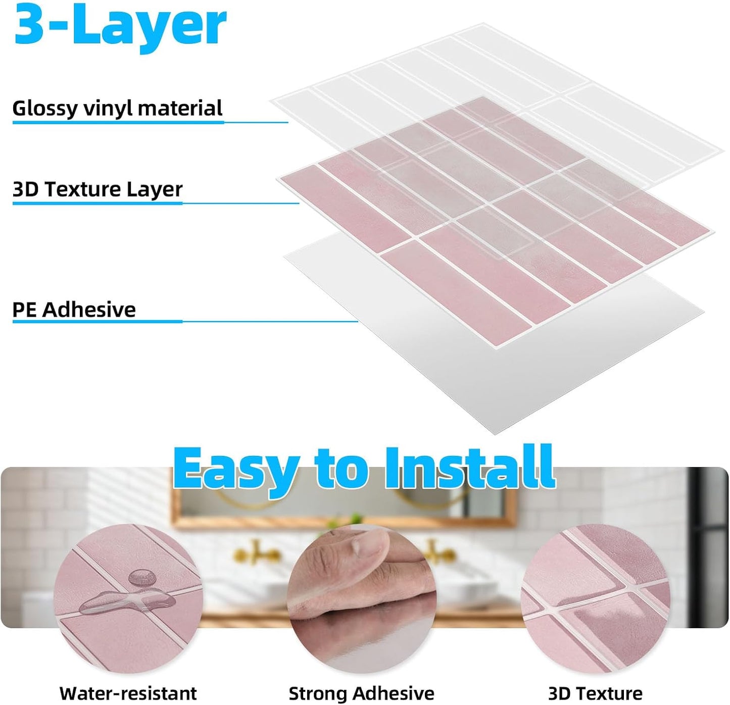 Peel and Stick Backsplash Tile for Kitchen, 10 Sheets, 11.42''x9'' | Beige Gray 3D Self Adhesive Wall Tile Back Splash for Kitchen, Bathroom, Laundry Room