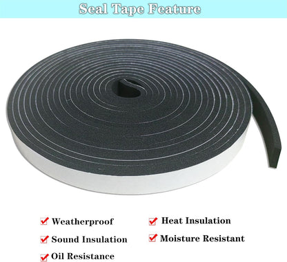 Thin Weather Stripping Foam Tape 2 Rolls (1/4 in x 1/8 in x 16.4 FT), Self Adhesive Door Seal Strip for Narrow Gaps, Window Insulation, Draft Stopper, Soundproof Foam Tape Total 32.8 FT