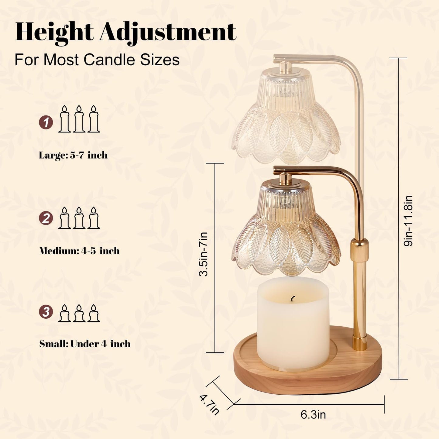 Candle Warmer Lamp,with Timer & Dimmer(3Bulbs),Candle Lamp Warmer Height Adjustable,Gifts for New Home,House Warming Gift,Birthday Gifts for Women/Daughter/Mom/Friend-Black