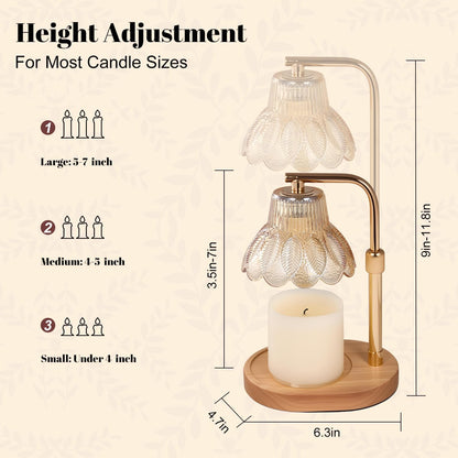 Candle Warmer Lamp,with Timer & Dimmer(3Bulbs),Candle Lamp Warmer Height Adjustable,Gifts for New Home,House Warming Gift,Birthday Gifts for Women/Daughter/Mom/Friend-Black