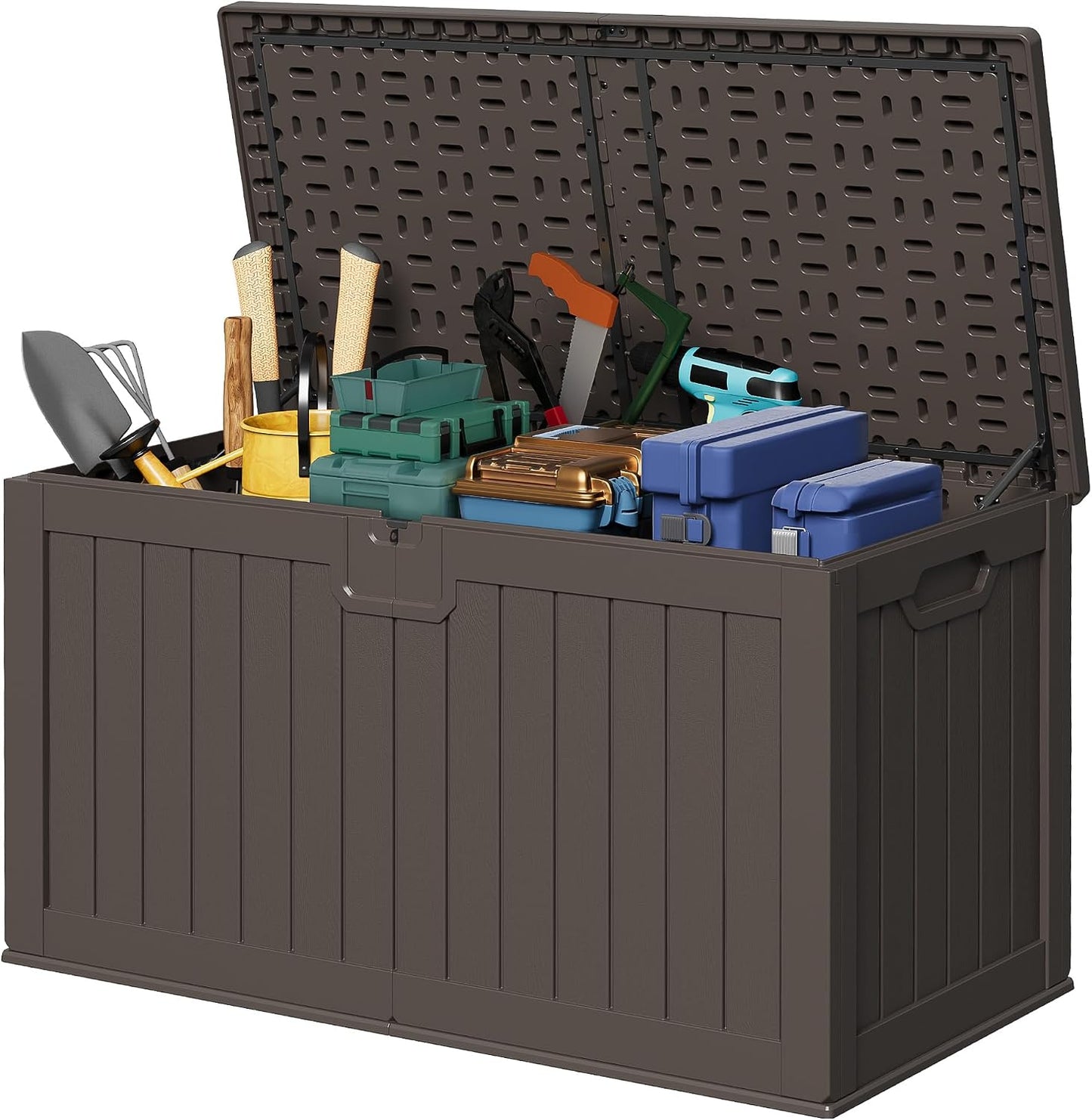 Devoko 30 Gallon Resin Deck Box Waterproof Outdoor Storage Box for Patio Furniture Pool Accessories Indoor Storage for Cushion Garden Tools (30 Gallon, Black)