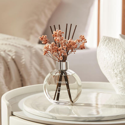 Flower Reed Diffuser Set 5.07oz Satin Rose Scent Diffuser with Sticks Home Fragrance Reed Diffuser for Bathroom Shelf Decor
