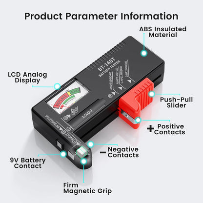 Dlypow Magnetic Battery Tester for AAA AA C D 9V, Buttons, Batteries Checker