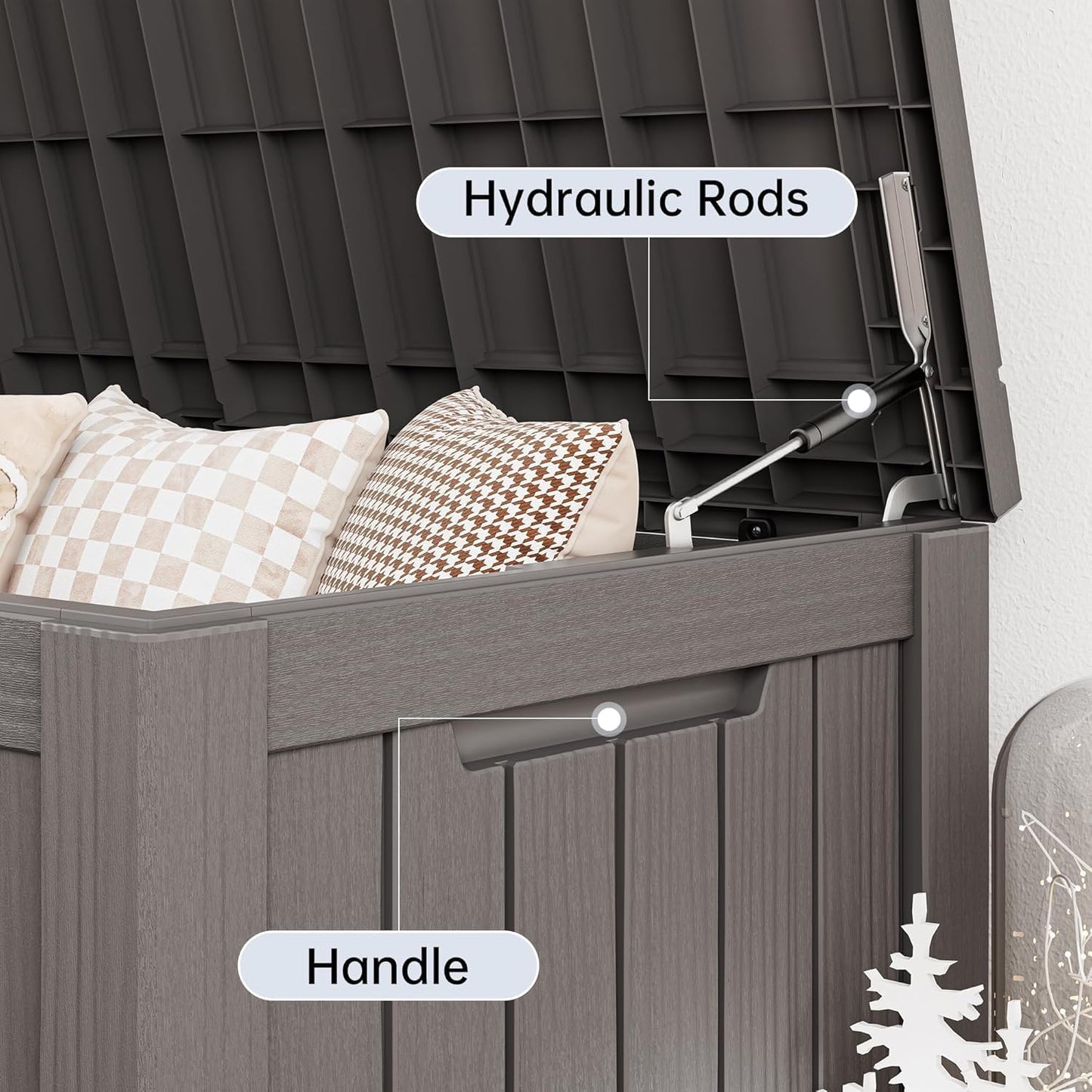 Outdoor Storage Box, 31 Gallon Resin Deck Boxes Outdoor Waterproof For Patio Furniture, Garden Tools, Pool Supplies, Lockable And UV Resistant (Rattan Gray)