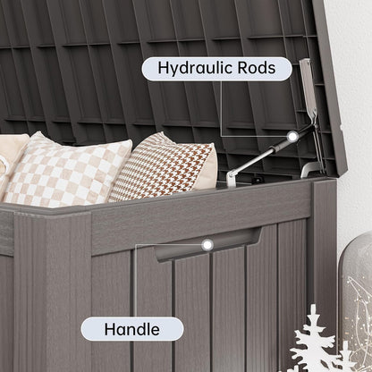 Outdoor Storage Box, 31 Gallon Resin Deck Boxes Outdoor Waterproof For Patio Furniture, Garden Tools, Pool Supplies, Lockable And UV Resistant (Rattan Gray)