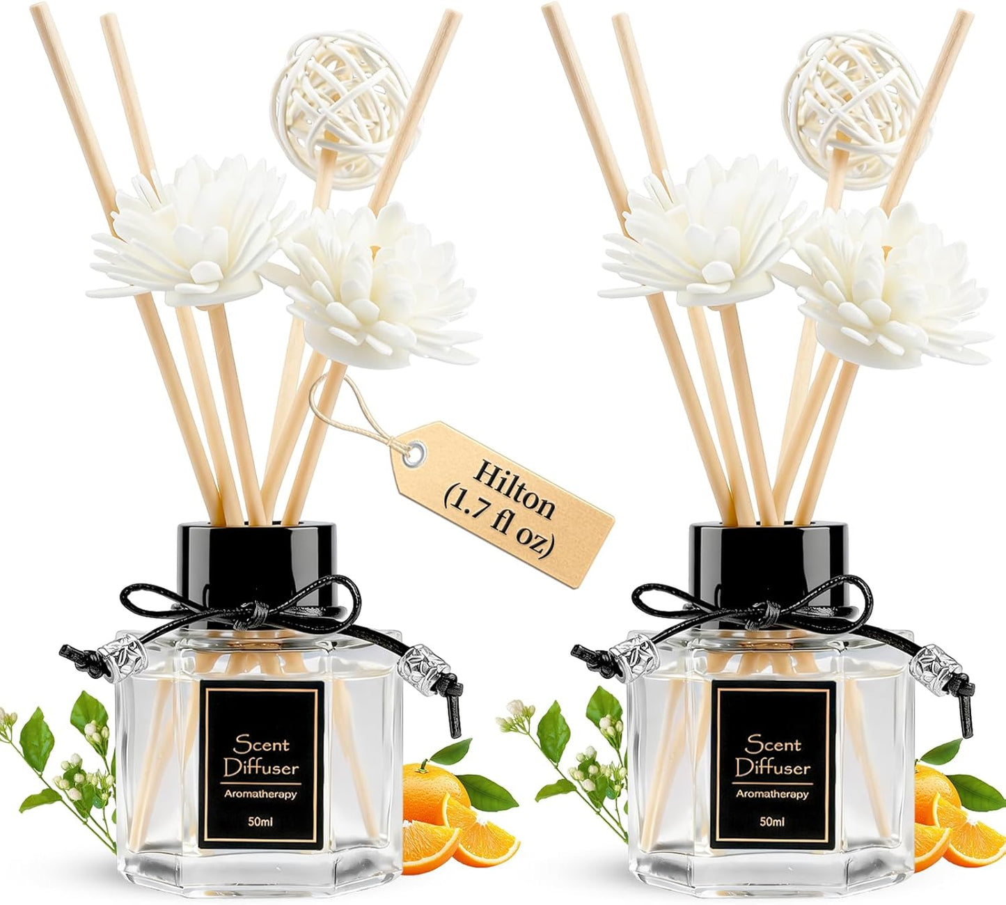 TonJin Reed Diffuser Set of 2 | 1.7 fl oz Natural Home Fragrance with Sticks | Long-Lasting Scented Sticks for Bathroom, Living Room & Bedroom | Non-Toxic Essential Oil Air Freshener Shangri-La
