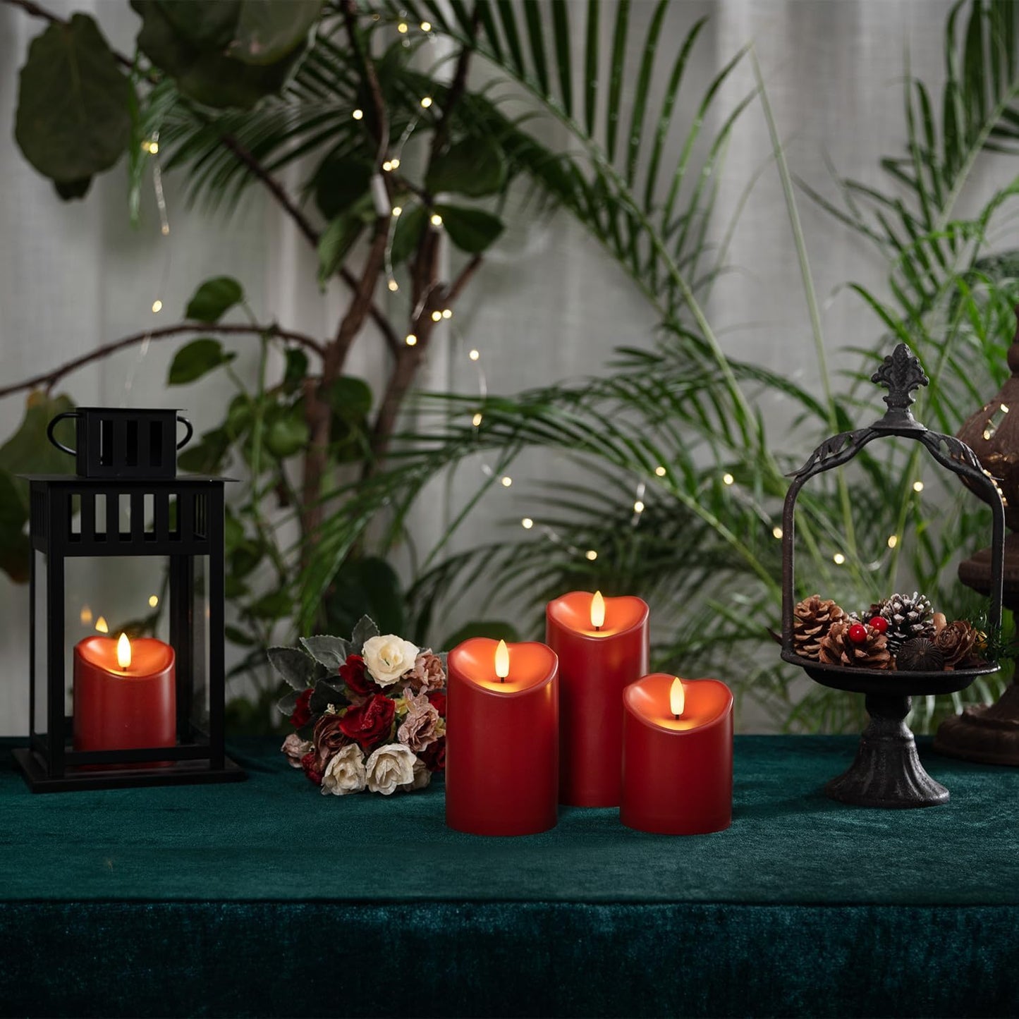 Homemory Black Flameless Candles, Halloween Candles Battery Operated with Remote and Timer, Flickering LED Pillar Candle for Theme Party, Holiday Decor, Set of 3