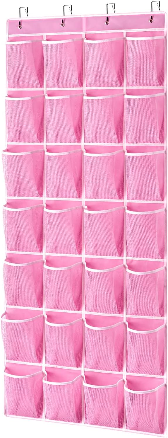 KEEPJOY 10 Tiers White Over Door Shoe Organizer Storage, Hanging Shoe Holder for Door with Large Deep Pockets, Fit 20-30 Pairs Shoe Rack for Sneakers, Boots (White)