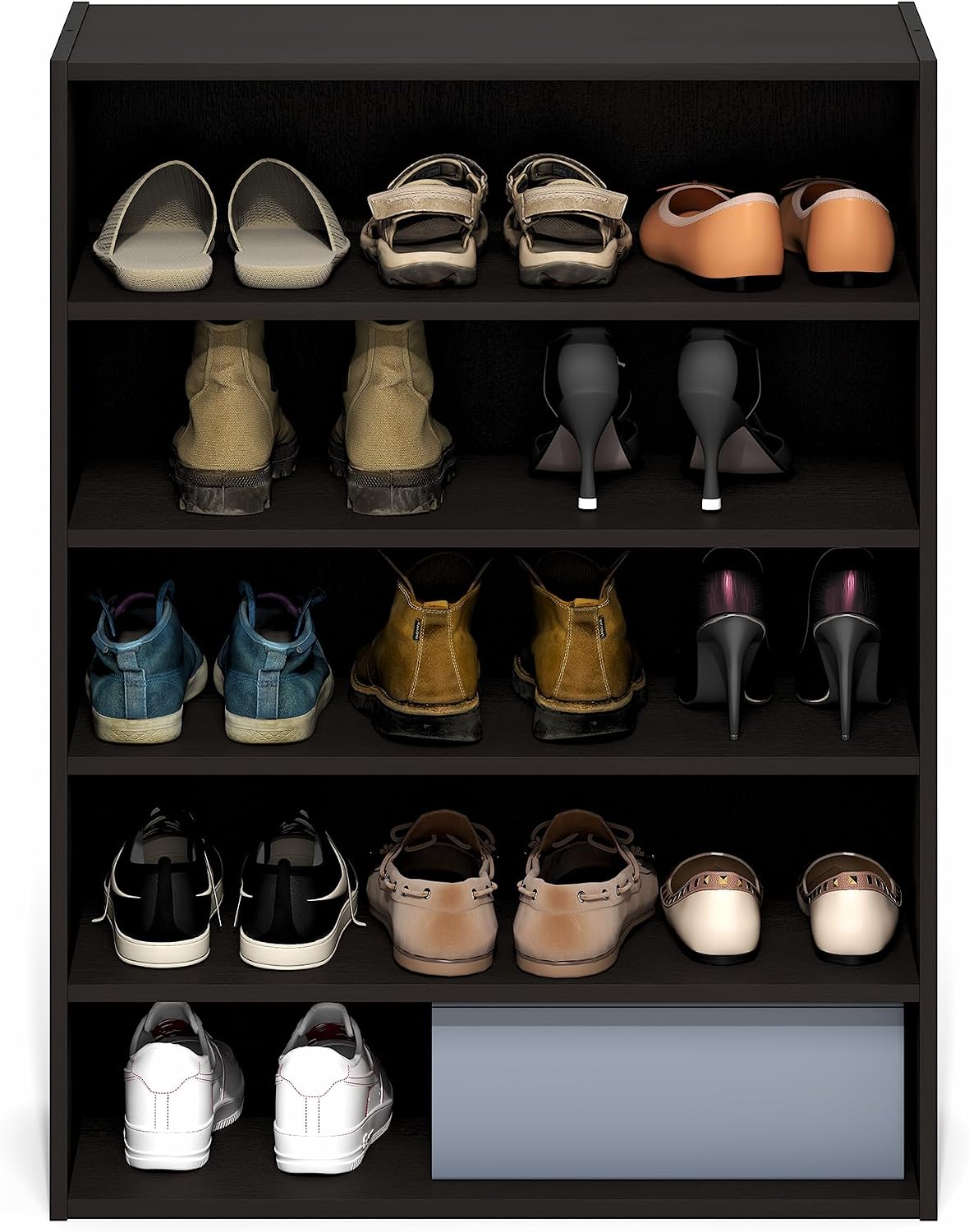 Furinno FANO Shoe Rack, 24-Inch Width 2-Tier Shoe Organizer, Stackable Shoes Storage, 11.7 x 24.2 x 11.7, for Closet Entryway, Office, Garage, Amber Pine