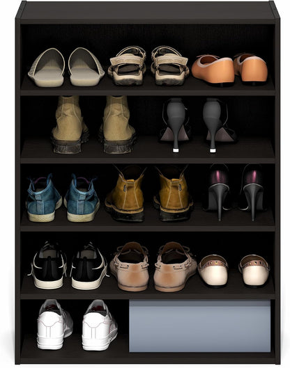 Furinno FANO Shoe Rack, 24-Inch Width 2-Tier Shoe Organizer, Stackable Shoes Storage, 11.7 x 24.2 x 11.7, for Closet Entryway, Office, Garage, Amber Pine