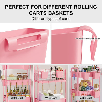 3 Tier Rolling Cart with Wheels, White Plastic Three Tiered Roller Shelf Cart on Lockable Wheels, Small Utility Storage Organzier Carts for Craft, Art, Baby Diaper Caddy, Snack, Dorm, Kitchen,Bathroom