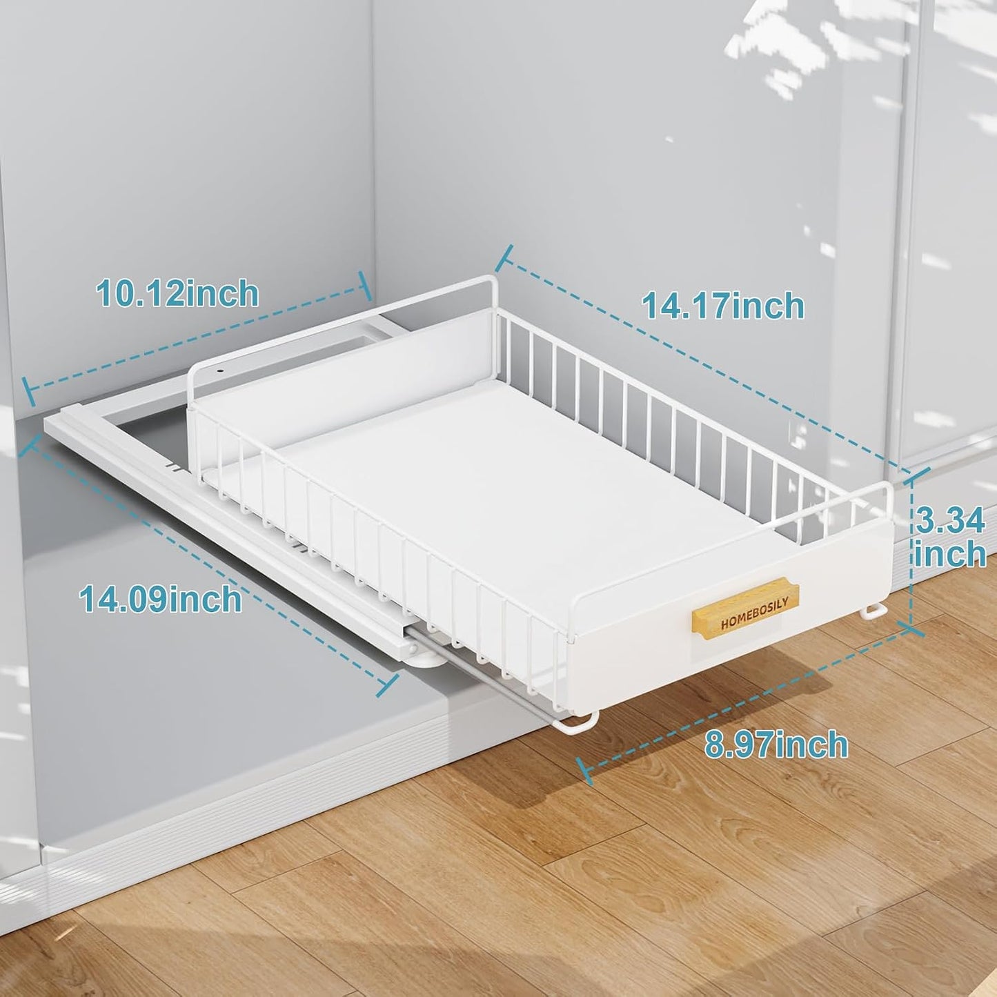 Under Sink Organizer Kitchen - Upgraded Professional Rails, 2 Tier Dual Pull Out Cabinet Storage, Height Adjustable Under Sink Storage, Metal Sliding Drawer for Kitchen & Bathroom, White, 2 Pack