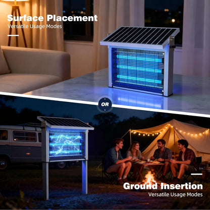 Powerful Large Solar Bug Zapper for 3000 sq.ft with 13FT Extension Cord | Rechargeable Outdoor Mosqutio Killer with 13W Solar Panel, Waterproof Solar Bug Zapper for Patio Garden Backyard RV Camping