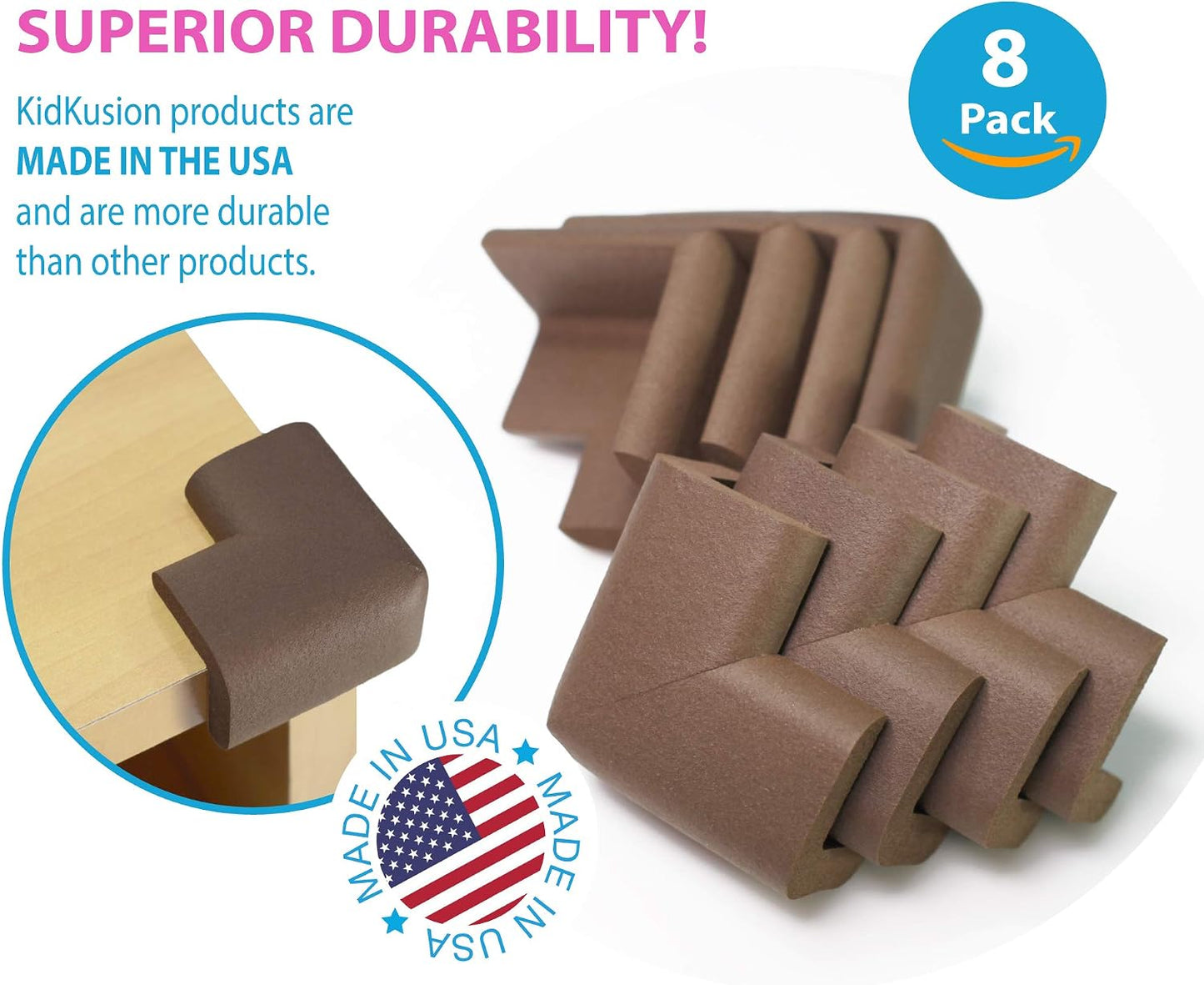 KidKusion 4-Piece Safety Corner Cushion, Black, Child Proofing Corner Guard, Made in USA, Child Safety, Home Furniture Safety Bumper, Baby Proof Table Protector, 4 Count (Pack of 1)