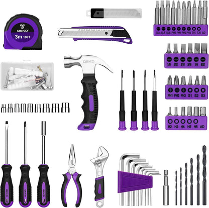 DEKOPRO Tool Set：Tool Kit with 8V Cordless Drill,Tool Box with Drill,Hand Drill Set for Men & Women,Home Tool Kits for House Repair,Handyman,DIY 126 Piece