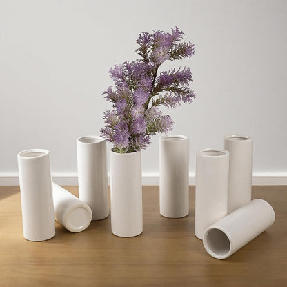 Modern Small Flower Vases 8 Pack - Ceramic, White