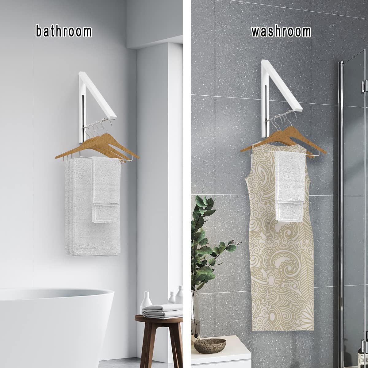 Drying Rack Wall Mounted Clothes Hanger Folding Wall Coat Racks Aluminum Home Storage Organiser Space Savers