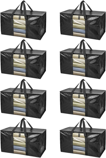 BALEINE 6-Pack Oversized Moving Bags with Reinforced Handles, Heavy-Duty Storage Tote for Clothes, Moving Supplies (Clear, 6-Pack)
