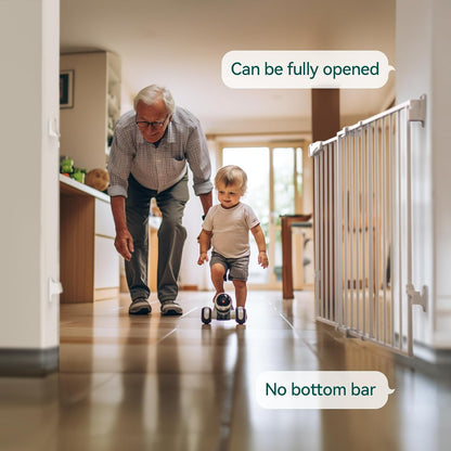 Babelio Baby Gate for Stairs, Kitchen & Doorways, No Bottom Bar| One-Handed Operation| Auto-Close| Hardware Mount (Drill Needed) Safety Dog/Pet Gate (Black - B17, 26-43" W, 28" H)