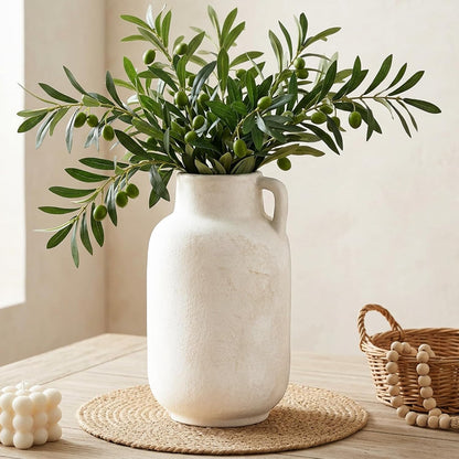 CUCUMI Ceramic Vase Set of 5, Home Decor Farmhouse Décor Handmade Pottery Vases for Pampas Grass, Dried Fresh Flowers, Table, Living Room, Kitchen, Shelf, Entryway Mantel Neutral Tones