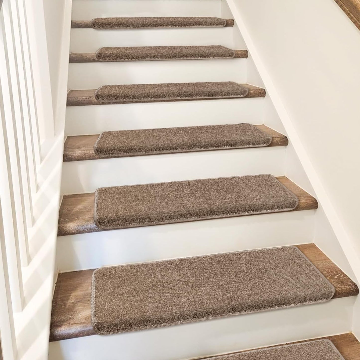 PURE ERA Carpet Stair Treads Tape Free Non Slip Indoor Stair Carpet Stair Protectors Pet-Friendly Non-Slip Skid Resistant Washable Reusable 8" x 30"(2 Pieces,Black)