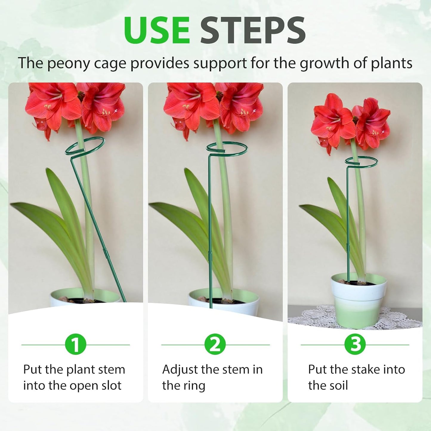 Unves 24 in Plant Stakes, 12 Pack Garden Plant Support Stakes(12" or 24") | Single Stem Plant Cage for Outdoor Indoor Plants Orchid, Tomatoes, Peony, Lily, with 100 Pcs Twist Ties