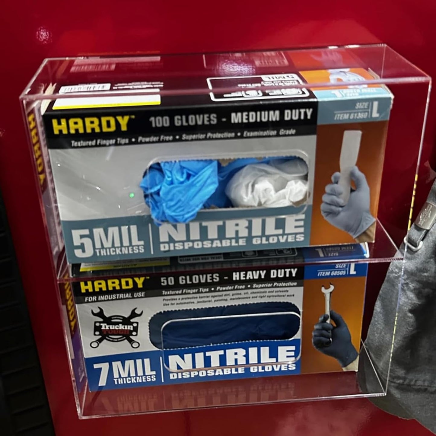 HIIMIEI Glove Holder for Wall Mount: Magnetic Gloves Box Holder, Acrylic Disposable Rubber Latex Glove Dispenser