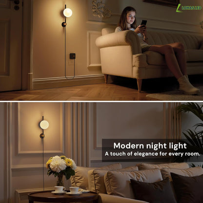 L LOHAS LED Night Light with Motion Sensor & Dusk to Dawn Sensor, Night Lights Plug into Wall with 30-100lm Adjustable Brightness, Motion Activated Night Light, 3000K Soft White, 2 Pack
