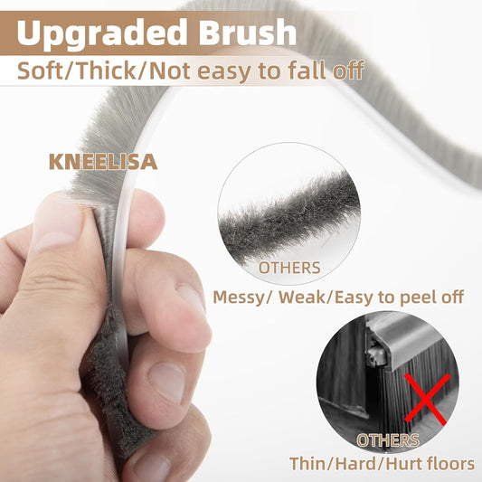 KNEELISA 39”X 1 Pack Rubber Door Sweep Bottom Exterior & Interior,Silicone Adhesive Under Door Draft Stopper with Brush,Gap Filler Noise Blocker,Soundproofing Seal Strip,White