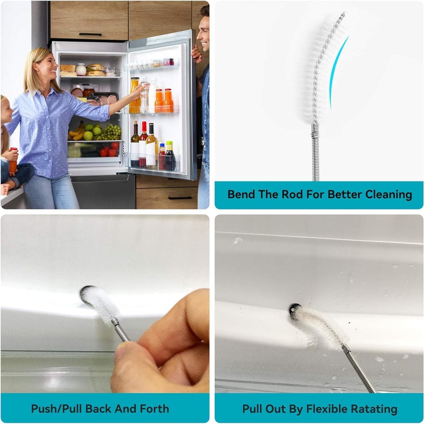 2 Pack 80 Inch Extra Long Flexible Pipe Cleaner Brush, Drain Cleaner Tool for Fridge, Sink Hose, Aquarium Tube, Car Sunroof Drain Cleaning Brush.