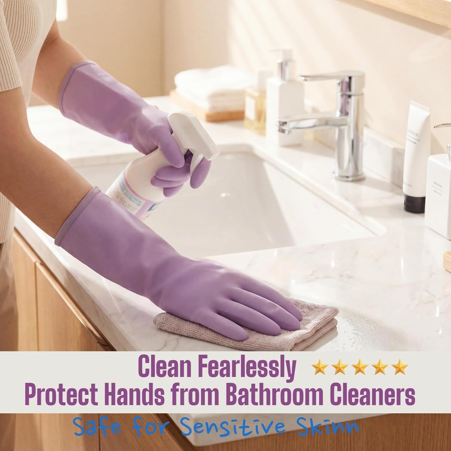 LIICHAAO 2-12 Pairs Gloves for cleaning bathroom,NO ODOR,Stay On Comfort Fit No Sweat No Stick