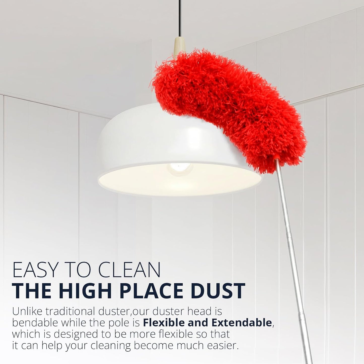ZZ LAZYCOTTAGE Microfiber Feather Duster for High Reach, Lightweight Ceiling Fan Cleaner, 91.5" Telescopic Pole, Cobweb Duster with Extension Pole for Home & Car