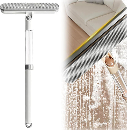 5-in-1 Double-Sided Window Screen Cleaning Brush， Multi-Purpose Cleaning Brush，with Retractable Handle and Built-in Crevice Brush, Dry and Wet Use， for Home, Office & Porch Screens (Khaki)
