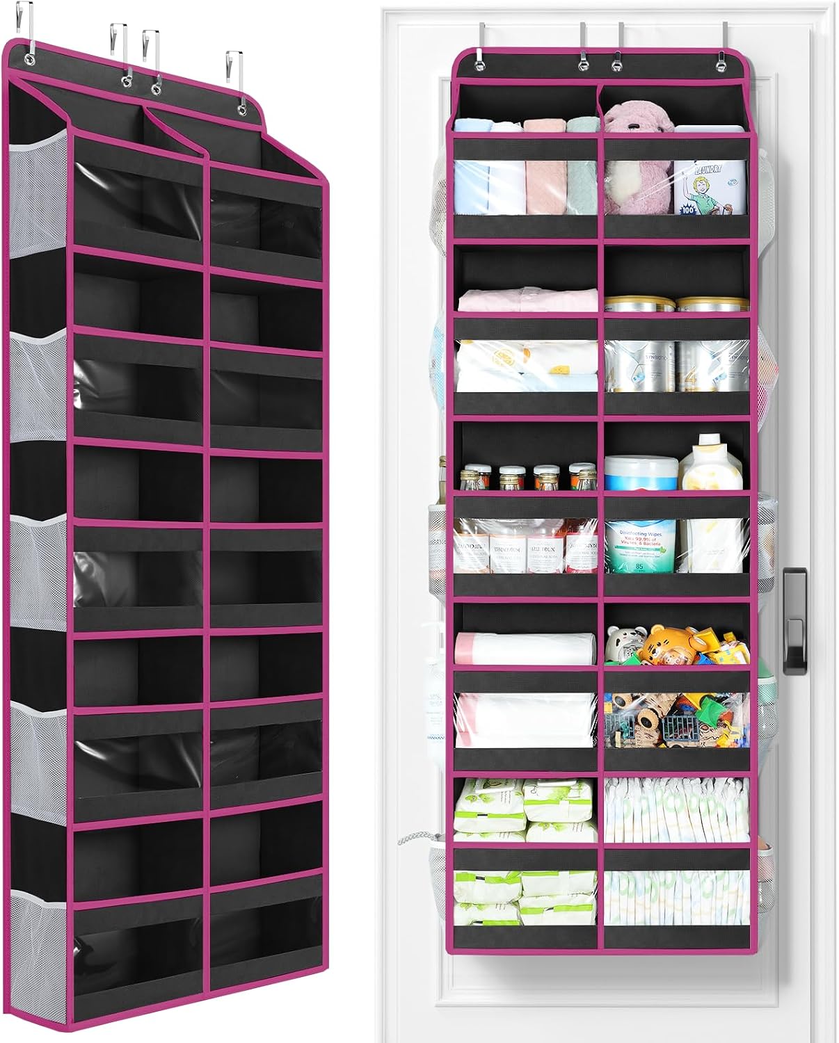 Yecaye 5-Tier Over The Door Organizer Dual-Column, 80lbs Load Over The Door Storage of 10 Compartments, Heavy Duty Door Organizer Hanging for Bedroom Closet Dorm Bathroom Pantry, Grey 1 Pack
