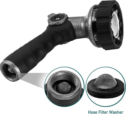 GREEN MOUNT Garden Hose Nozzle, Water Hose Spray Nozzle with Thumb Control On Off Valve for Easy Water Flow Control, Black-grey