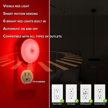 Motion Sensor Night Light, 2 Pack Motion Activated Night Light Plug in, Automatic ON OFF, 3200K Warm Hue, LED Nightlights Plug into Wall, for Bathroom, Kitchen, Bedroom, Kids room, Hallway, Stairway