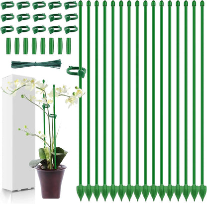 10pcs 15 inch Plant Support Stakes for Indoor Plants | Garden Orchid Sticks Extended to 3ft 4ft 5ft Plant Suport Stakes with Clips for Monstera Tomato Orchid Potted Plants Flower