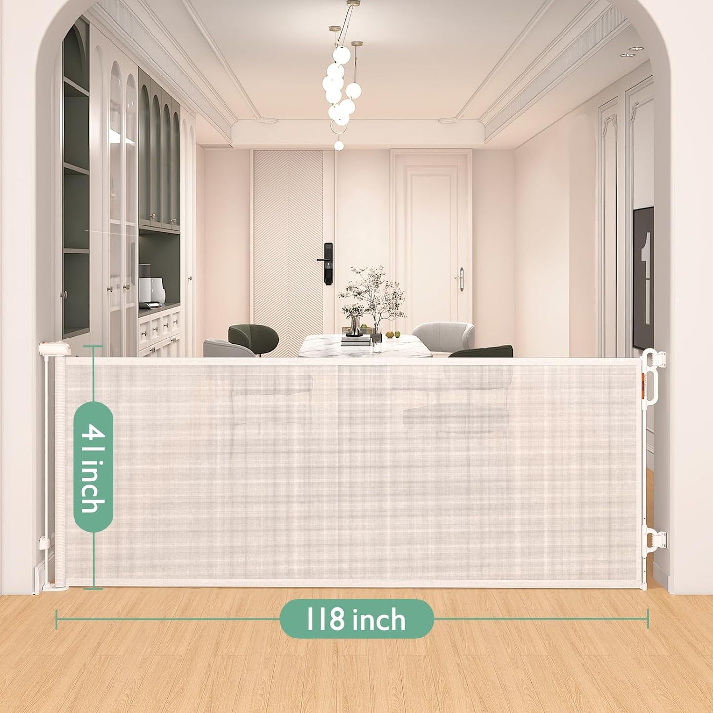 Momcozy Retractable Baby Gate, 33" Tall, Extends up to 55" Wide, Child Safety Baby Gates for Stairs, Doorways, Hallways, Indoor, Outdoor